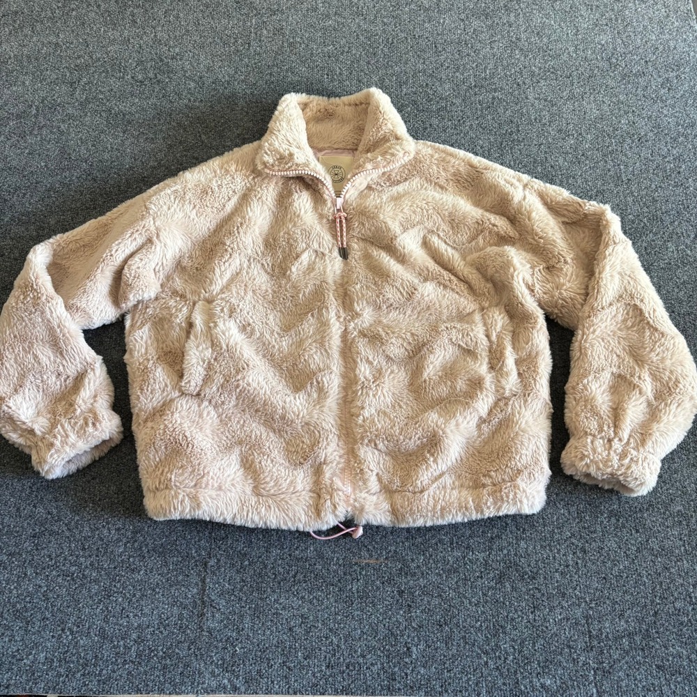 Urban Outfitters Women Pink Faux Fur Teddy Fleece Jacket Full Zip Small RN66170